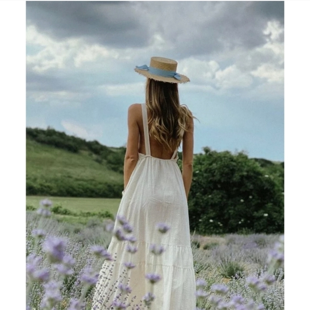Zara * Cream Maxi Dress Rustic Boho Size S - Picture 7 of 12